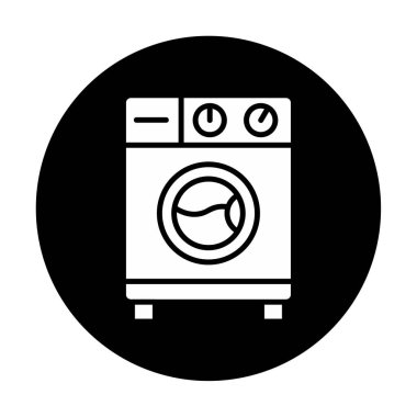 çamaşır makinesi simgesi, vektör illüstrasyonu