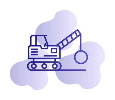 Binanın yıkımı için inşaat aracı. düz vektör illüstrasyonu