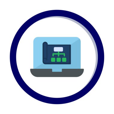 Dizüstü bilgisayar ekranındaki proje web simgesi, vektör illüstrasyonu