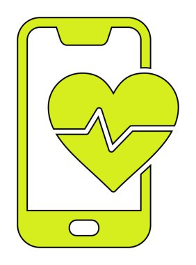 Akıllı telefon ekranında kalp atış hızı sembolü, satır biçimi simgesi, vektör tasarımı 