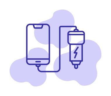 Araç telefonu şarj etme simgesi, vektör illüstrasyonu 