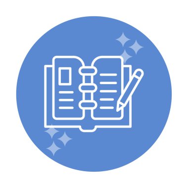 açık kitap ve kalem simgesi, vektör illüstrasyonu 