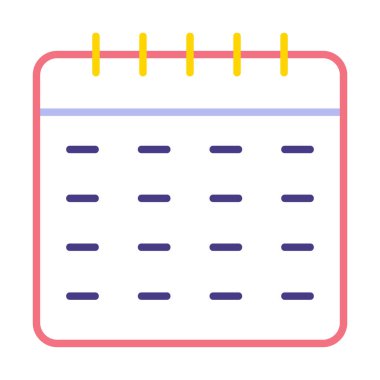 Takvim düzlüğü simgesi, vektör illüstrasyonu 