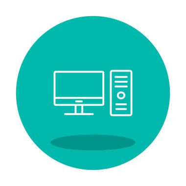 masaüstü bilgisayar simgesi tasarımı, düz işaret, vektör ve illüstrasyon