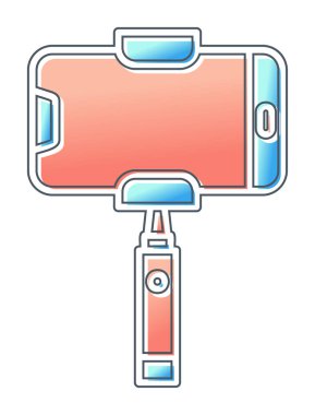 Akıllı telefon web simgesi, vektör illüstrasyonlu selfie çubuğu 