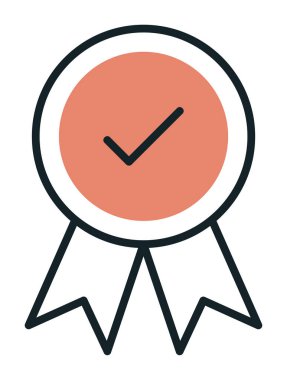 Onaylanmış madalya simgesi, vektör illüstrasyonu.