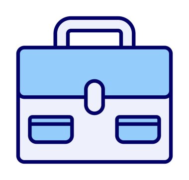 Evrak çantası vektör düz simgesi. İş durumu simgesi, bavul emojisi, vektör illüstrasyonu