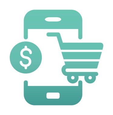 Mobil Online Alışveriş simgesi. Vektör illüstrasyonu