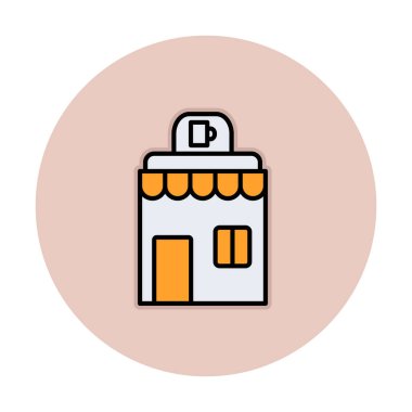 Kafe binası simgesi, vektör illüstrasyonu basit tasarım