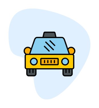 Basit taksi arabası simgesi, vektör illüstrasyonu