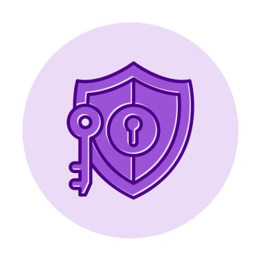 kalkan ve anahtar simgesi, anahtar güvenlik konsepti, vektör illüstrasyonu