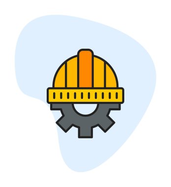 Cogwheel ikon vektör illüstrasyon tasarımlı kask               