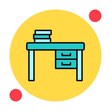 Çalışma masası simgesi, vektör illüstrasyonu basit tasarım