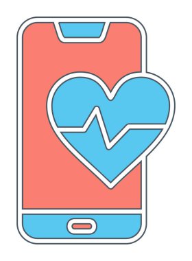 Akıllı telefon ekranında kalp atış hızı sembolü, satır biçimi simgesi, vektör tasarımı 