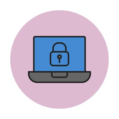 Dizüstü bilgisayar ekranına kilitle. Güvenlik kavramı vektör illüstrasyonu