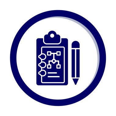 Kalem simgesi, vektör illüstrasyonlu pano üzerinde plan 