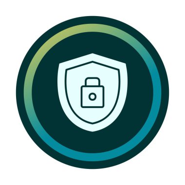 asma kilit simgesi ve vektör illüstrasyonlu kalkan