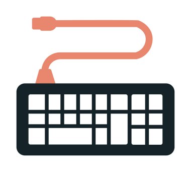 Kablolu klavye simgesinin basit web çizimi