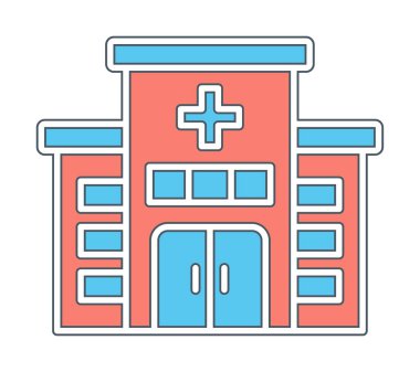 Hastane binası simgesi vektör illüstrasyonu