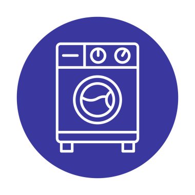 çamaşır makinesi simgesi, vektör illüstrasyonu