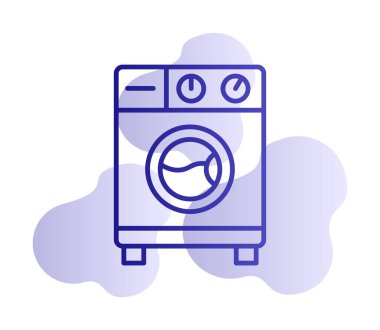 çamaşır makinesi simgesi, vektör illüstrasyonu