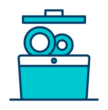 Bulaşık makinesi düz simgesi. Vektör çizim