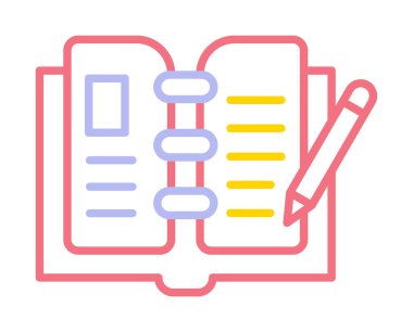 açık kitap ve kalem simgesi, vektör illüstrasyonu 