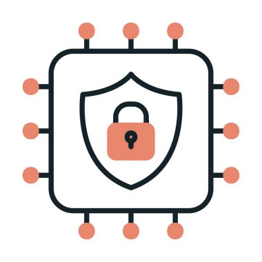 Basit Cpu simgesi, vektör illüstrasyonu