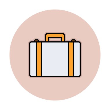 Evrak çantası vektör düz simgesi. İş durumu simgesi, bavul emojisi, vektör illüstrasyonu