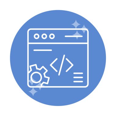 Düz biçimde web geliştirme simgesi. yazılım ve web sitesi sembolleri                           