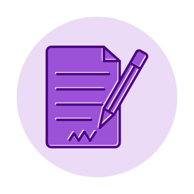 beyaz arkaplanda izole edilmiş kalem simgesine sahip kağıt belge 