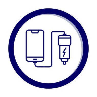 Araç telefonu şarj etme simgesi, vektör illüstrasyonu 