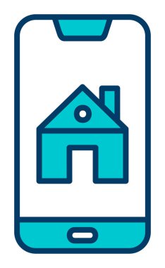 Akıllı telefon simgesinden ev denetimi, vektör illüstrasyon tasarımı