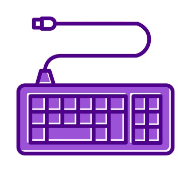 Kablolu klavye simgesinin basit web çizimi