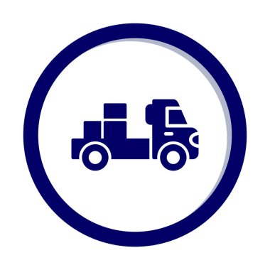 Web ve mobil uygulama tasarımınız için kutu simgesi vektörü olan kamyon, dağıtım kamyonu logosu konsepti