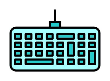 Kablolu klavye simgesinin basit web çizimi