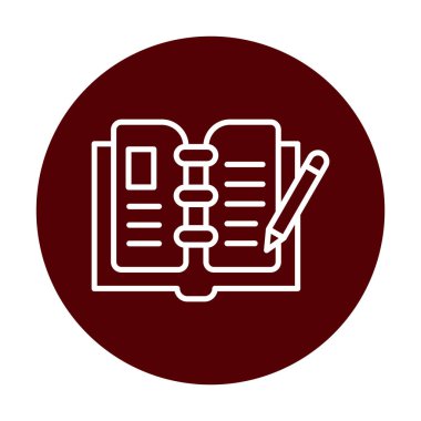 açık kitap ve kalem simgesi, vektör illüstrasyonu 