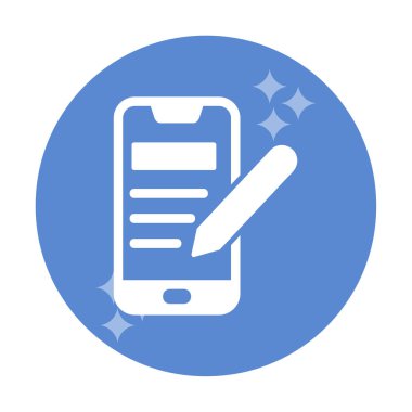 Beyaz arkaplanda not defteri simgesi olan akıllı telefon 