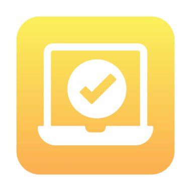 Dizüstü bilgisayardaki işaret simgesini kontrol et, vektör illüstrasyonuName 