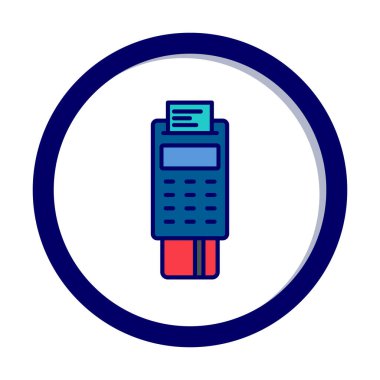 Pos Terminal Düz Simgesi Beyaz Arkaplanda