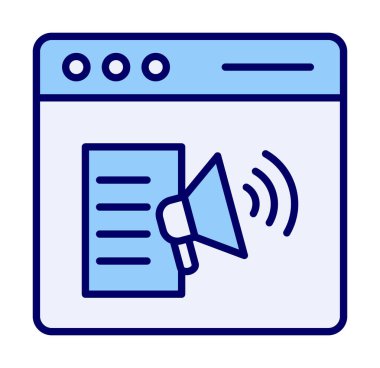 Webpage Çevrimiçi Pazarlama. Contour sembolü. Vektör izole çizimi.