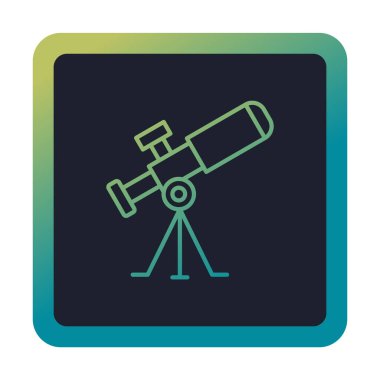 Teleskop düz simgesi. Eğitim ve astronomi elementi, dürbün ve araştırma yıldızları vektör grafikleri