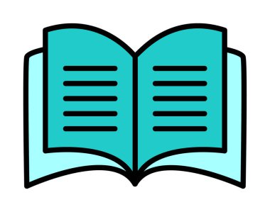Basit Açık Kitap simgesi, vektör illüstrasyonu