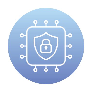 Basit Cpu simgesi, vektör illüstrasyonu