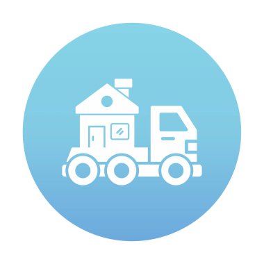 Ev kamyonu teslimatı ikon vektörü. Yer değiştirme servisi. Eve taşın