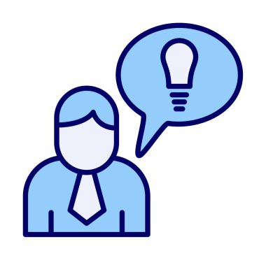 Fikri olan iş adamı, ampul ikonu vektör illüstrasyonu