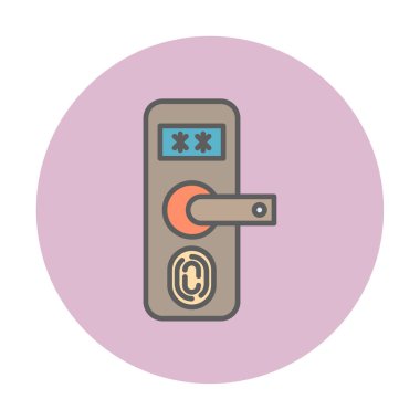 Parmak izi Kapı Koruma Simgesi Vektör İllüstrasyonu