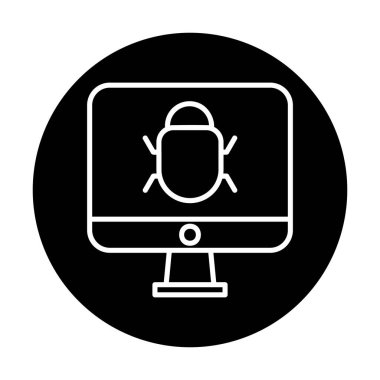 Bilgisayar monitöründe anti virüs. Web simgesi basit tasarım