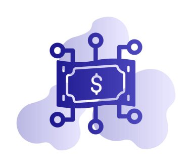 Dolar işareti, vektör illüstrasyonlu dijital para simgesi 