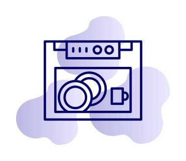 Bulaşık makinesi düz simgesi. Vektör çizim